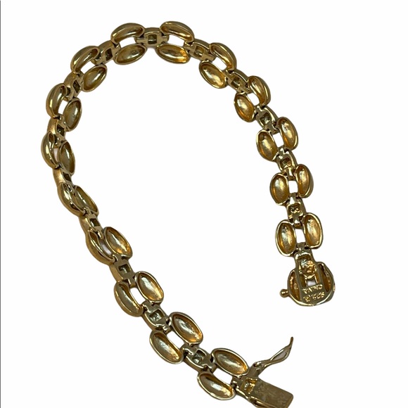 Sterling silver gold plt illusion link bracelet - Picture 3 of 5